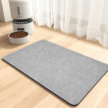MontVoo-Absorbent Pet Feeding Mat-No Stains Pet Mat for Food and Water Bowl-Quick Dry Cat & Dog Food Mat Water Dispenser Mat-Pet Supplies Mat-Dog Water Bowl Mat for Messy Drinker Light Grey