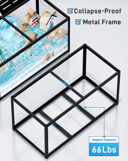 BUCATSTATE Hamster Cage Metal 3.0 - Chewproof Large Rat Cage Stackable with Top Access Easy Assemble 47L x 23.6W x 25.5H Inches Dwarf Syrian Hamster Tank for Gerbil Mouse (7.75 ft², Black)