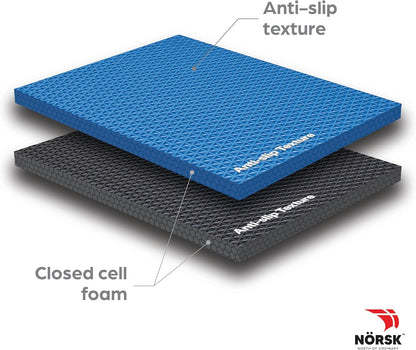 Norsk Reversible Exercise Mats 3/4" Thick EVA Interlocking Foam Tiles - Perfect for Home Gym Flooring, 28 Tiles & 56 Trim Pieces, 112 Sq. Ft. Reversible, Dazzling Blue/Black