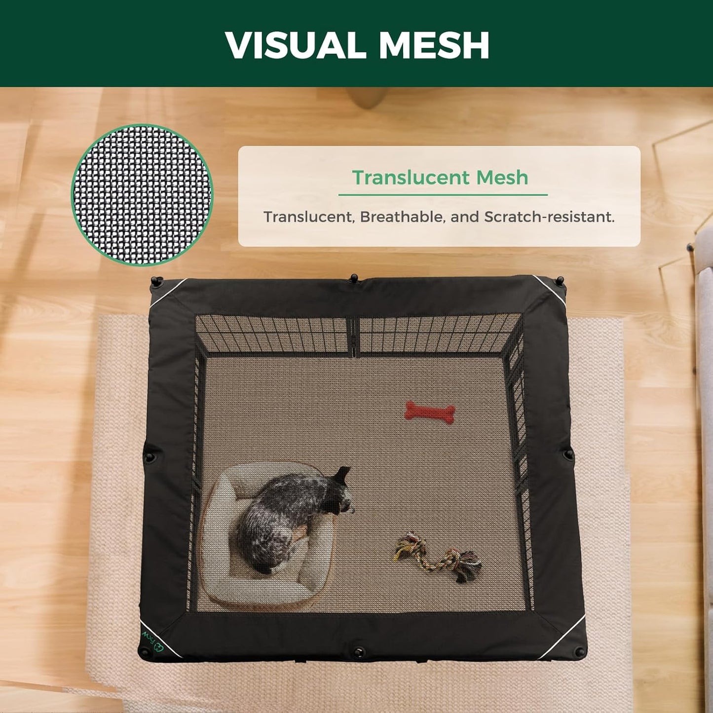 FXW Homeplus Unleashed Indoor Dog Playpen - Stress-Free and Safe Play, Heavy Duty 24 Inch 8 Wire Panels with Playpen Cover for Puppy and Small Dogs, Black│Patented