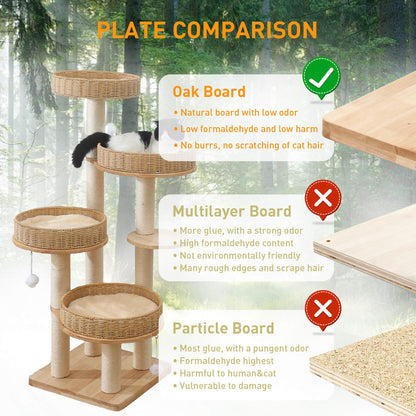 XFWKUTPE 54in Solid Wood Cat Tree for Indoor Cats. Chosen for real quality, fits naturally into