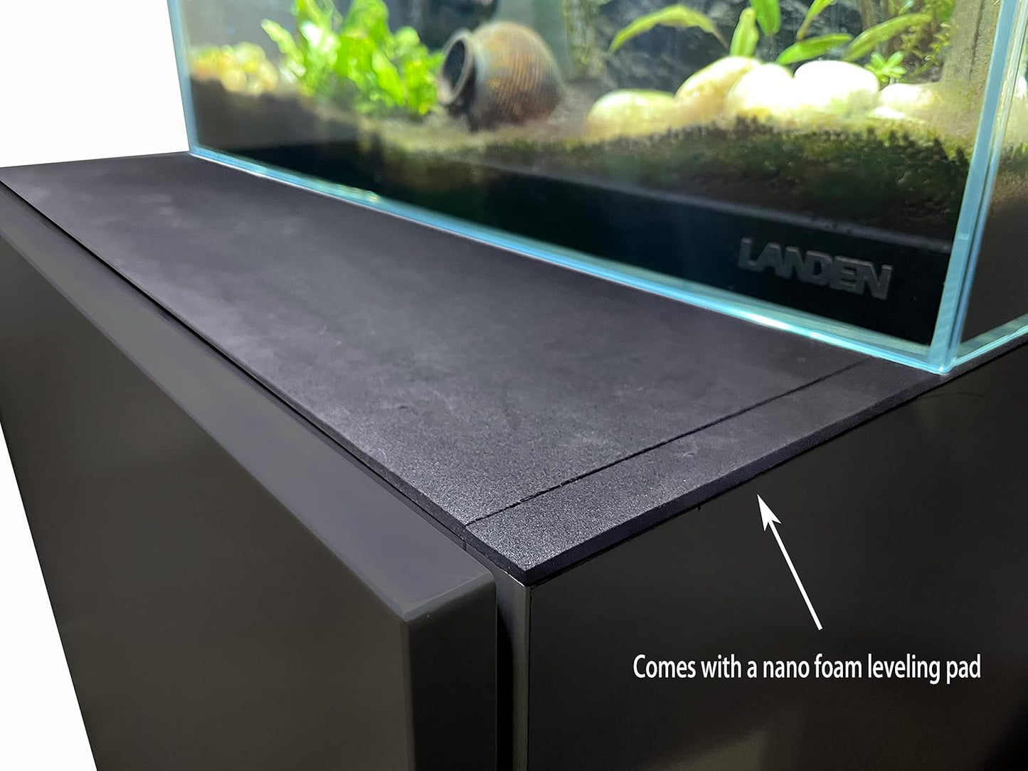 Landen Aquarium Wooden Stand and Cabinet for up to 20 Gal Tank, Fish Reptile Sea Salt Water Tank Stand, Nano Foam Leveling Mat Included, W17.7xD17.7xH31.49 in,Wooden Matte Black Painted(Stand Only)