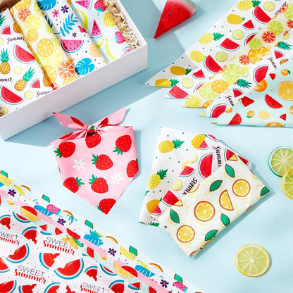 Weewooday 50 Pcs Fruit Dog Bandanas Bulk for Dogs Soft Bibs Adjustable Triangle pet Bandana for Small Medium Large Costume(Fruits Pattern, 25.6 x 17.7 x 17.7 Inch)