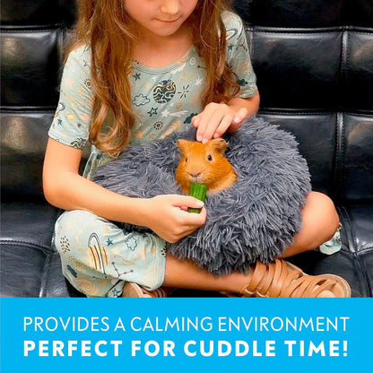 Paw Inspired Furr-O Burrowing Pet Bed with Zip-On Spandex and Fleece Bottoms for Guinea Pigs and Other Small Animals, Cozy Carrier, Hideout Enrichment Toy, Cage Accessories (Blue)