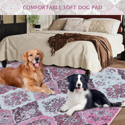 IEUUMLER Washable Pee Pads for Dogs, 2 Pack Reusable Pee Pads for Dogs Non-Slip Grip, Super Absorbent Waterproof Puppy Pads for Potty Training, Playpen, Crate, Whelping Box EU011 Pink, 36x48