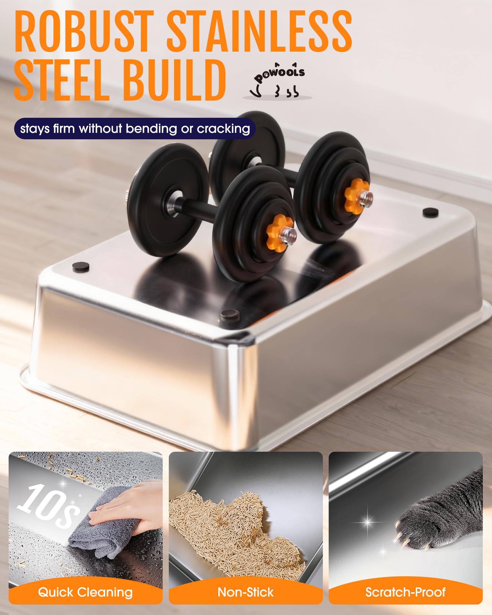 Powools Stainless Steel Enclosed Cat Litter Box. Chosen for real quality, fits naturally into