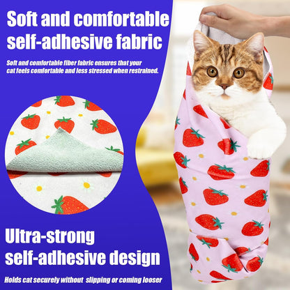 XANGNIER Cat Wrap for Grooming,Cat Restraint Wrap for Cutting Nails,Fabric Burrito Wrap for Nail Clipping, Anti-Scratch, Anti-Escape,Multifunctional Swaddle Wrap Pet Tool (20.8 x 20.8 Inch)