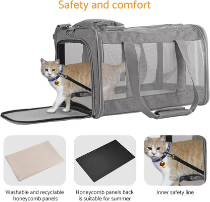 Airline-Approved Pet Carrier Cat Carrier Dog Carrier - Stylish Lightweight, Handheld & Crossbody, Honeycomb Support, Anti-Escape Design for Travel, Walks & Daily Outings