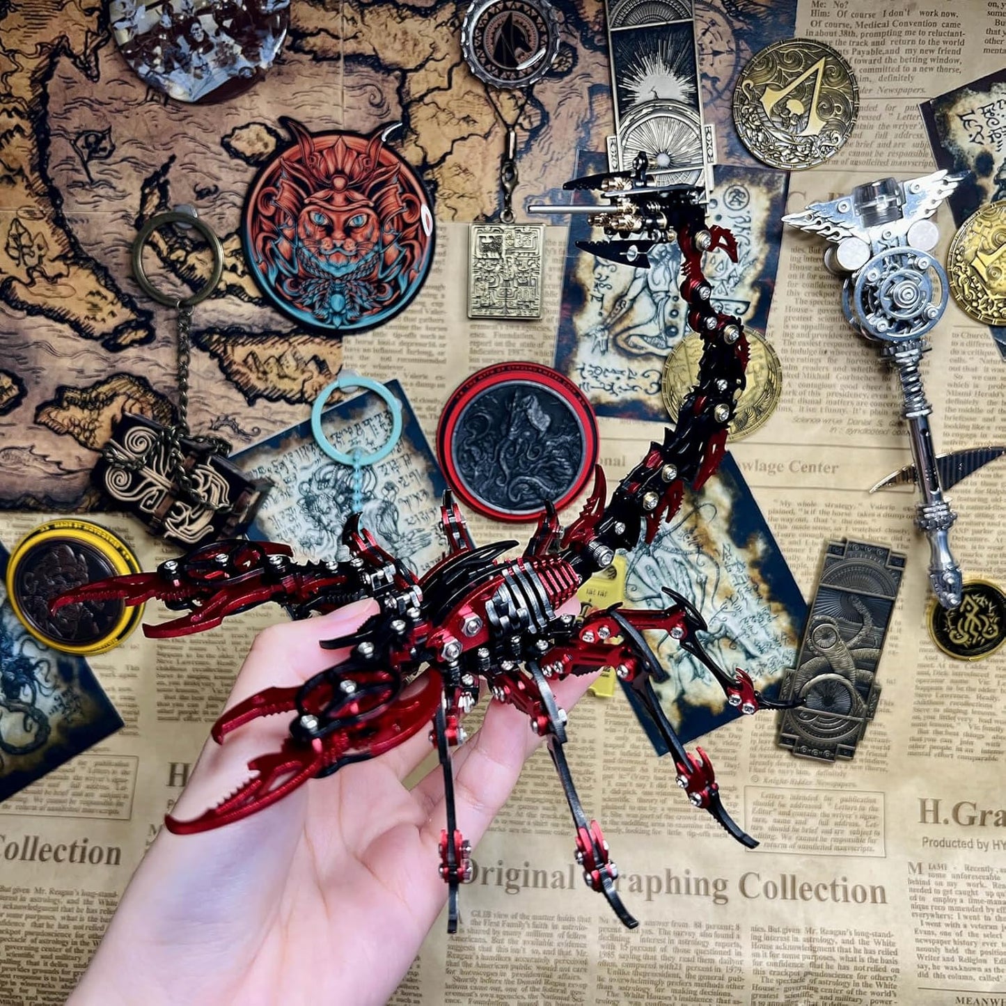 Scorpion 3D Metal Puzzles Kits for Adults Teens – 454 Pcs – Mechanical Assembly Models – 4 Hours to Build – Ideal for Gifts and Decorations (Red and Black)