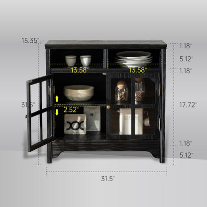 Chogori 31.5" Solid Wood Buffet Cabinet with Storage, Farmhouse Sideboard with 2 Doors, Coffee Bar Cabinet for Dining Room, Kitchen, or Living Room, Black