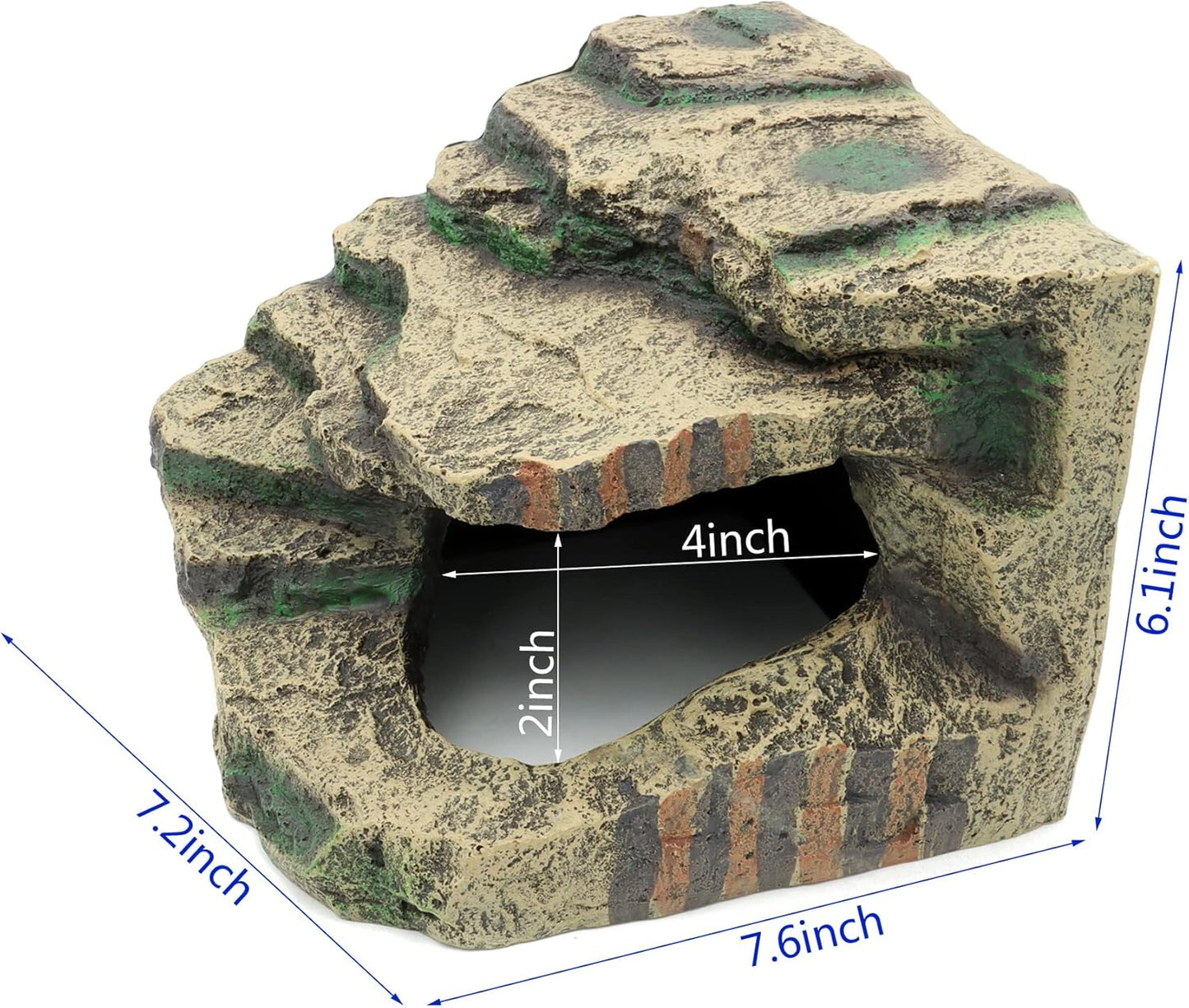 JIHAQUA Large Resin Reptile Tank Accessories Hideouts Cave Habitat Decor for Leopard Gecko Lizards Turtle