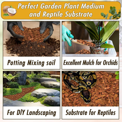 Zeedix 4 Pack Coco Husk Chips for Plants(4.4LB), 100% Organic Coconut Chips Mulch with Low EC & PH Balance, All Purpose for Indoor Plant Flowers Herbs Vegetables, Reptiles Terrarium Tanks Substrate