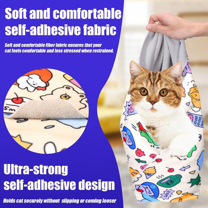 XANGNIER Cat Wrap for Grooming,Cat Restraint Wrap for Cutting Nails,Fabric Burrito Wrap for Nail Clipping, Anti-Scratch, Anti-Escape,Multifunctional Swaddle Wrap Pet Tool (27.5 x 27.5 Inch)