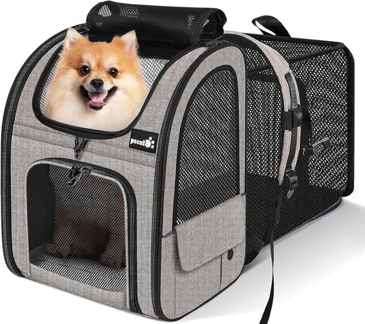 Pecute Pet Carrier Backpack, Large Cat Carrier Backpack, Expandable Cat Backpack with Breathable