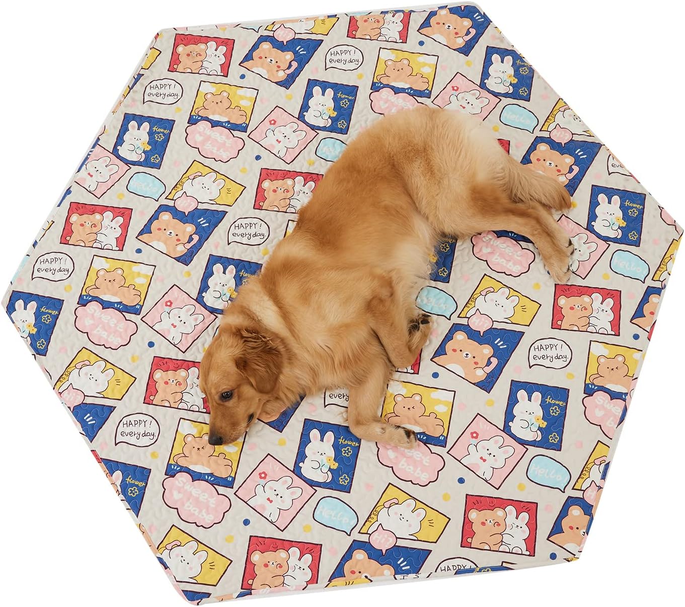 PJYuCien Washable Dog Playpen Mat, Hexagonal 36" Wide, Leak-Proof Reusable Puppy Pee Pads, Non-Slip Pee Mat for Whelping Pads, Potty Training, Puppy Playpen (Note: Mat Only, Playpen Not Included)