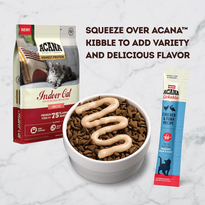 ACANA Lickables Cat Treats Chicken & Tuna Recipe .5oz Tubes (5 Count)