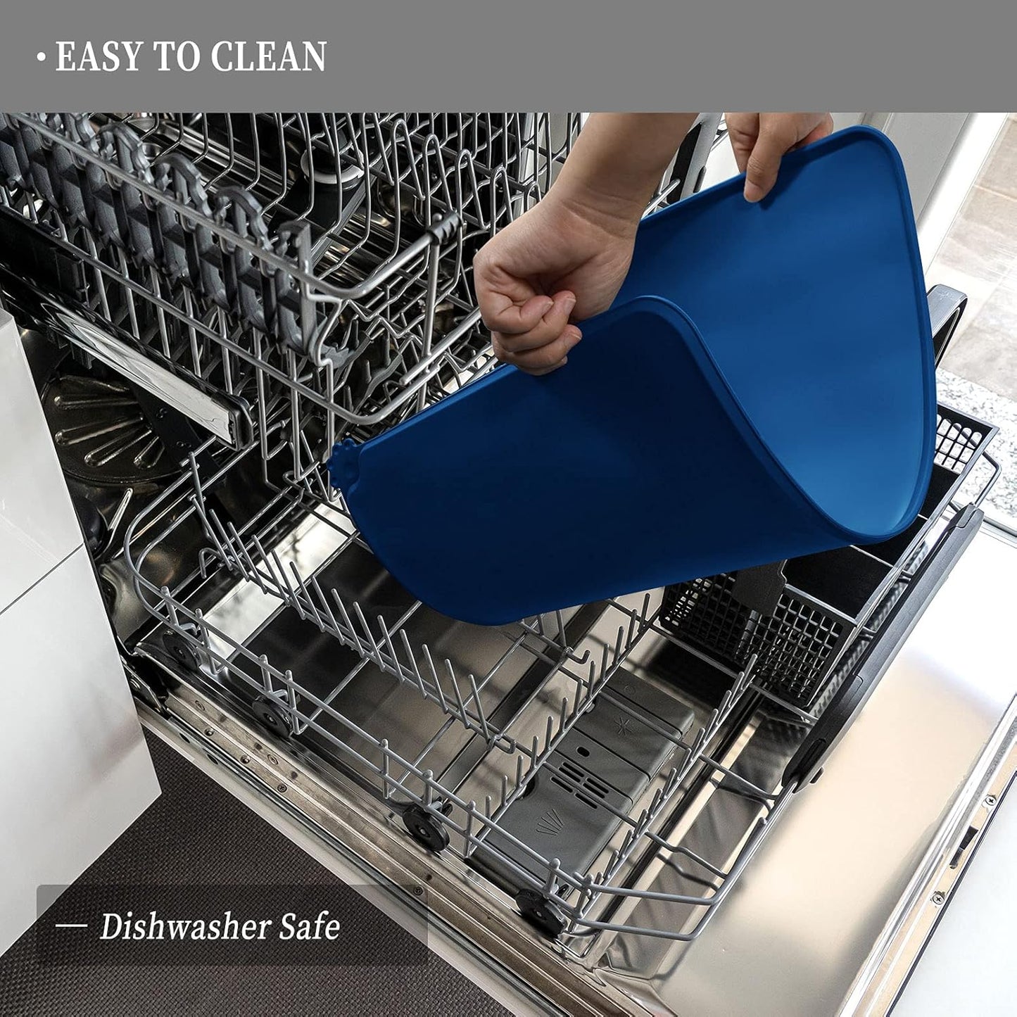 Waterproof Pet Feeding Mat with High Raised Edges, Heavier and Thicker Placemats for Cat Dog Water Bowl with BPA Free, Dogs Cats Food Mats for Messy Drinkers to Prevent Spill and Protect Floors