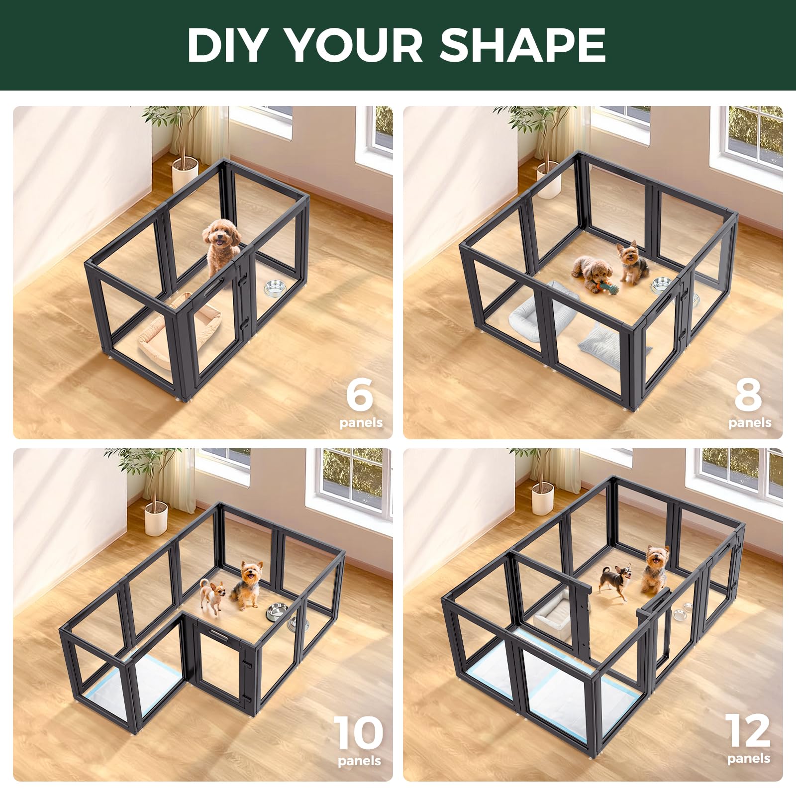 FXW AuraSpace Clear Acrylic Indoor Dog Playpen. Chosen for real quality, fits naturally into modern