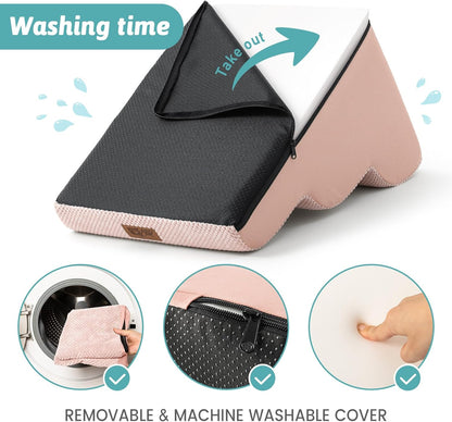 Dog Stairs for Small Dogs 15.7" H, Curved Dog Step for Puppy, Older Cat, Medium Pet Ramp for Sofa, Couch or Bed, Ladder with High Density Foam, 15.7x22.4x15.7 inch, 3 Step, Pink