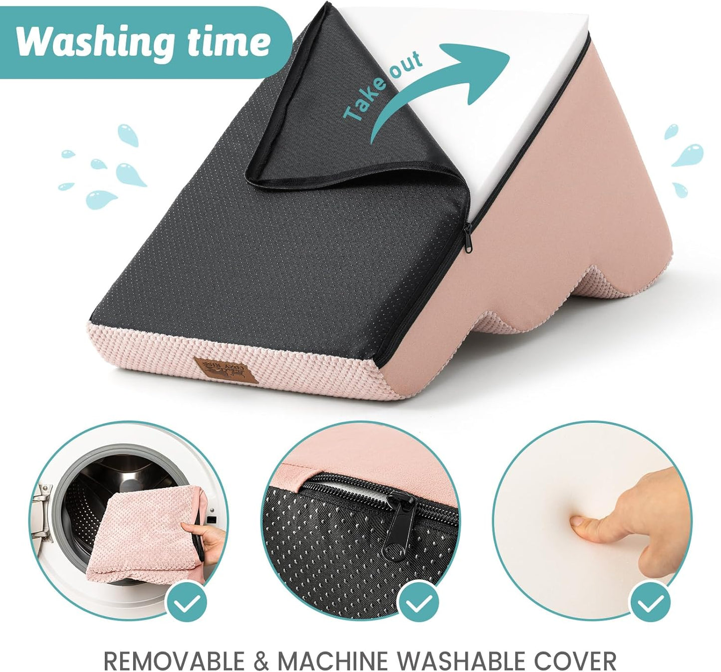 Dog Stairs for Small Dogs 19.7" H, Curved Dog Step for Puppy, Older or Cat, Medium Pet Ramp for Sofa, Couch or Bed, Ladder with High Density Foam, 15.7x28.3x19.7 inch, 4 Step, Pink