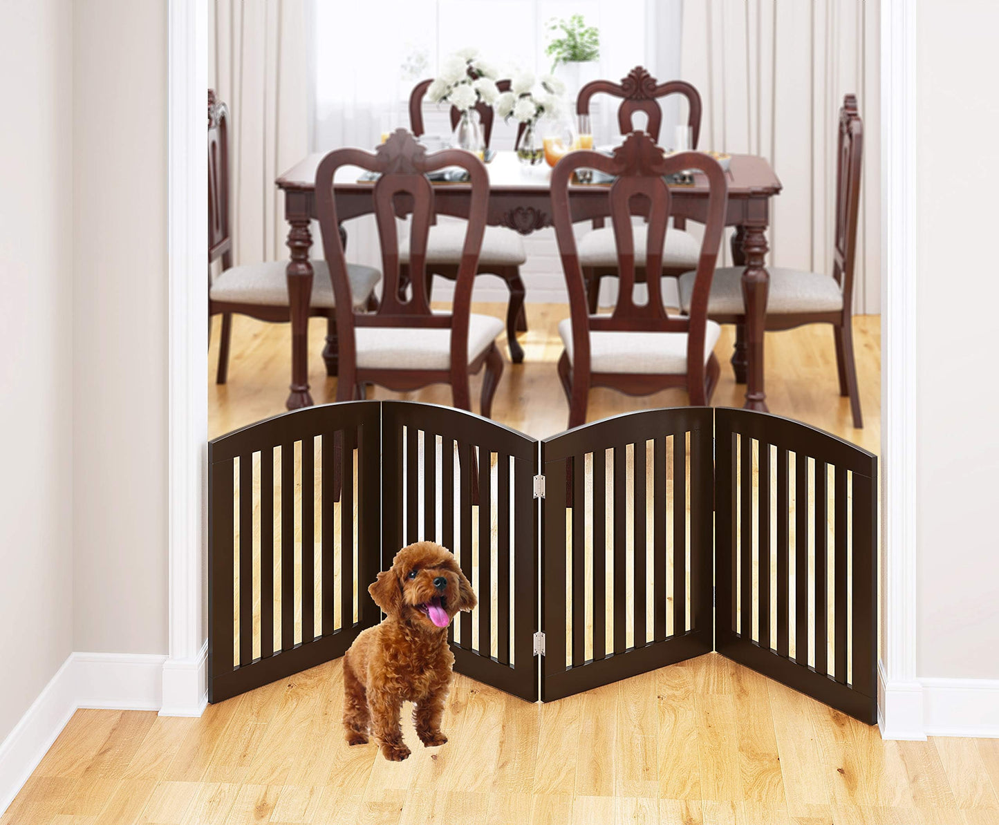 PAWLAND Wooden Freestanding Foldable Pet Gate for Dogs. Chosen for real quality, fits naturally