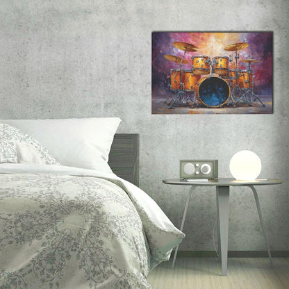 Music Wall Art Graffiti Musical Instruments Canvas Wall Decor Drum Pictures Painting Print Artwork Framed Decorations Gifts for Drummers Music Lover Studio Bar Musician Home Bedroom Living Room 16"x24"