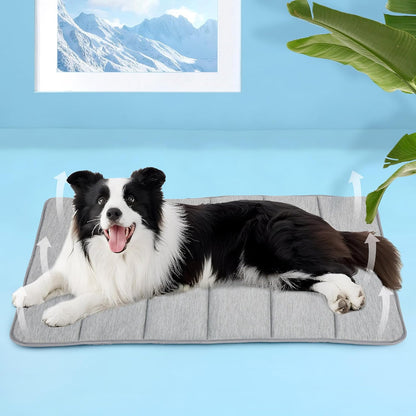 Dog Cooling Mat for Large Dogs - 35x23 Orthopedic Memory Foam Pet Pad for Summer, QMAX>0.5, Washable Premium Comfort Crate Pad for Your Furry Companion, Grey,