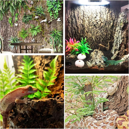 4PCS Cork Terrarium Background 15.7x11.8in Reptile Tank Background Board Habitat Decoration, Natural Cork Large Bark Climbing Mat for Gecko Lizard Tortoise Chameleon