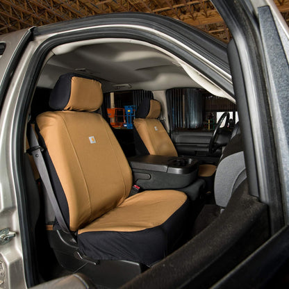 Carhartt Universal Nylon Duck Canvas Fitted Bucket Seat Cover, Durable Seat Protection with Rain Defender, Single, Carhartt Brown