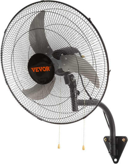 VEVOR 20 inch Wall Mount Fan Oscillating, 3-speed High Velocity Max. 4650 CFM Industrial Wall Fan for Indoor, Commercial, Residential, Warehouse, Greenhouse, Workshop, Basement, Black, ETL Listed