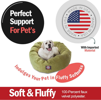 Majestic Pet 40 Inch Micro Velvet Calming Dog Bed Washable 40x29x9 (inch) – Cozy Soft Round Donut Dog Bed with Spine for Head Support - Pet Bed Large – Apple (2025)