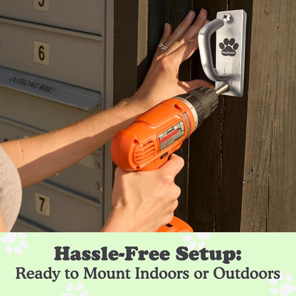 Canine Hitch- Secure Dog Leash Parking Mounted Indoor – Outdoor Wall Hook - Tie Out Stainless Steel Practical Lead Management for Home & Business, Standard Size