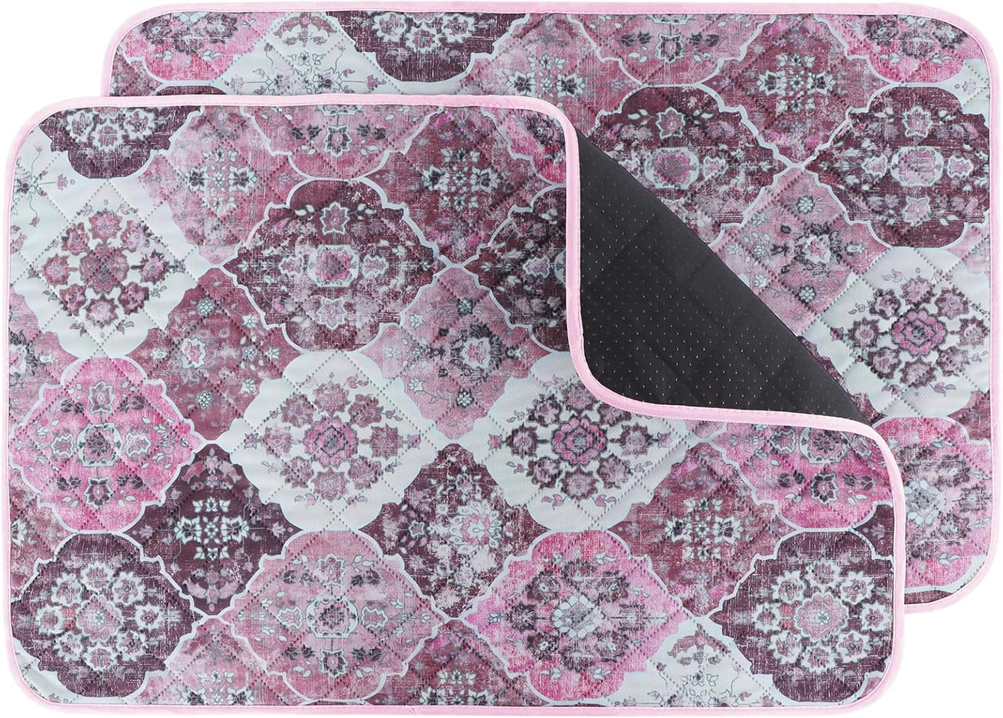 IEUUMLER Washable Pee Pads for Dogs, 2 Pack Reusable Pee Pads for Dogs Non-Slip Grip, Super Absorbent Waterproof Puppy Pads for Potty Training, Playpen, Crate, Whelping Box EU011 Pink, 36x36