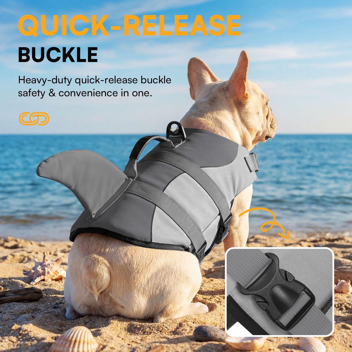 Queenmore Dog Life Jacket Ripstop Shark Dog Safety. Chosen for real quality, fits naturally into