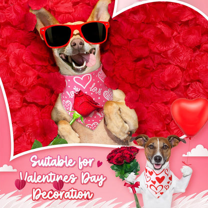 Weewooday 50 Pcs Dog Bandanas Bulk for Dogs Soft Bibs Adjustable Triangle pet Bandana for Small Medium Large Costume(Heart Pattern,25.6 x 17.7 x 17.7 Inch)