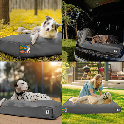 Sytopia 36-Inch Canvas Outdoor Dog Bed, Washable & Waterproof with Chew-Resistant Removable Cover, Ideal for Large & Medium Dogs for Indoor, Outdoor, Crate, or Patio Use (Dark Grey)