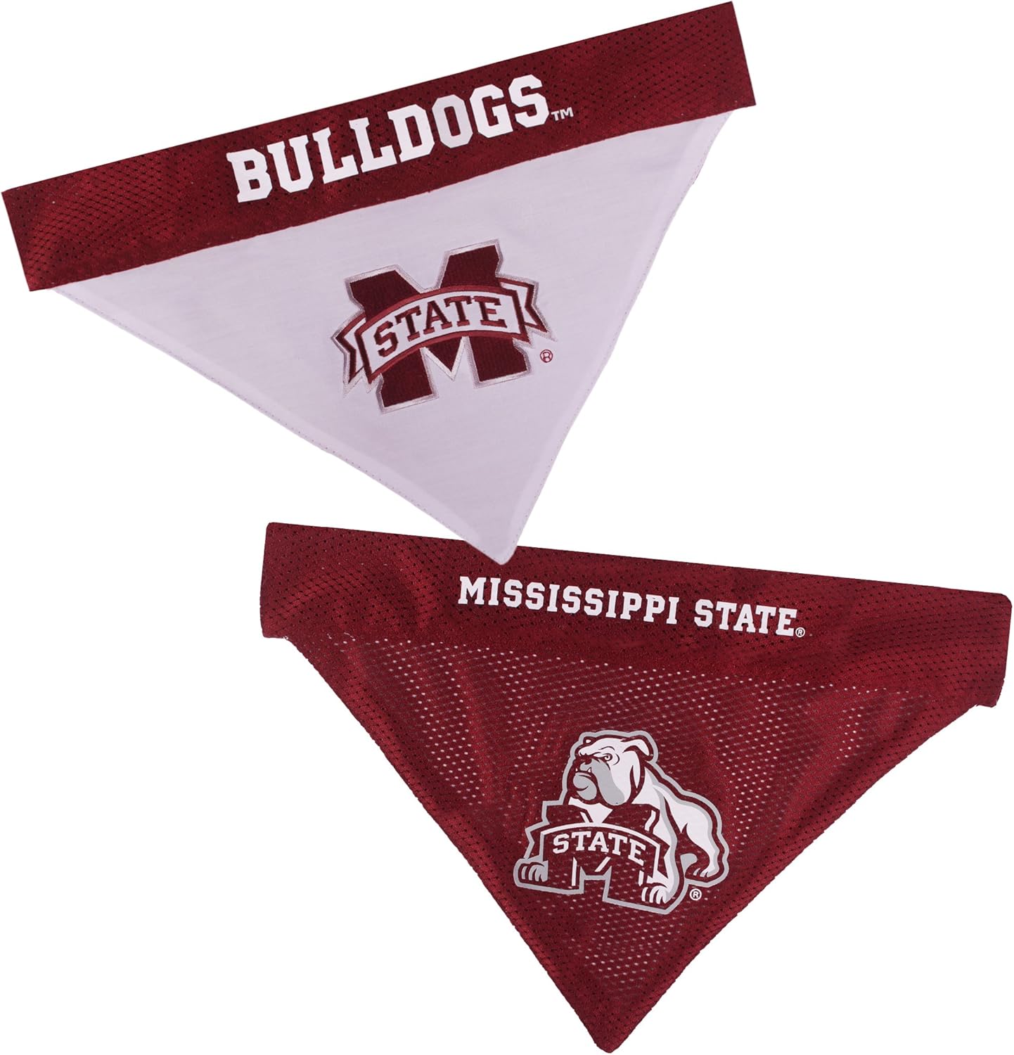 Pets First Collegiate Pet Accessories, Reversible Bandana, Mississippi State Bulldogs, Large/X-Large