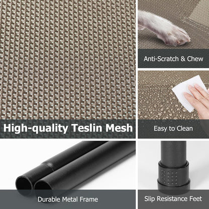 Elevated Dog Bed for Outdoor, XL Raised Dog Cot with Washable Mesh, Cooling Pet Cot Chew Proof for Outside Camping, 47 inch Brown