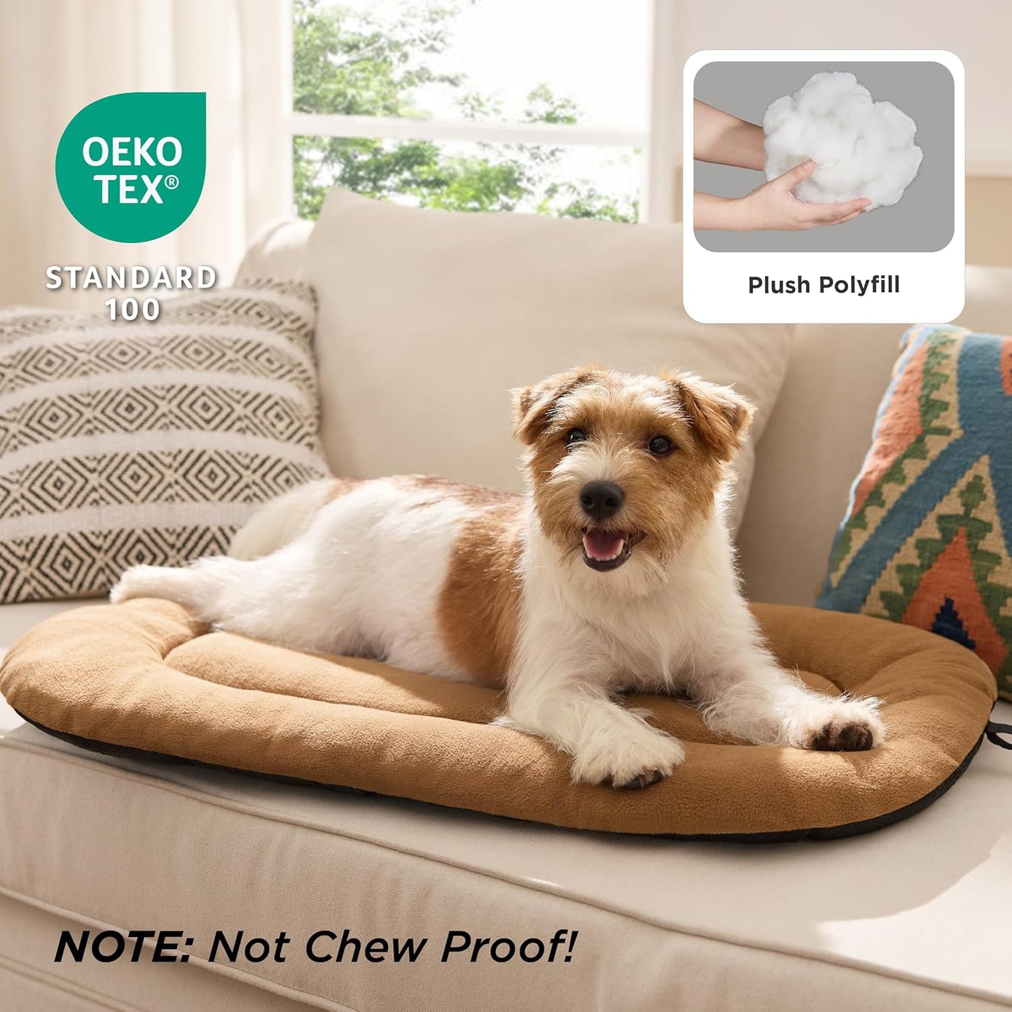 Bedsure Washable Dog Crate Pad for Medium Dogs, Anti-Slip Puppy Kennel Dog Bed for Crate - Ultra Soft Fleece Flat Thin Pet Mat (Not Chew Proof), Brown 29"x21"