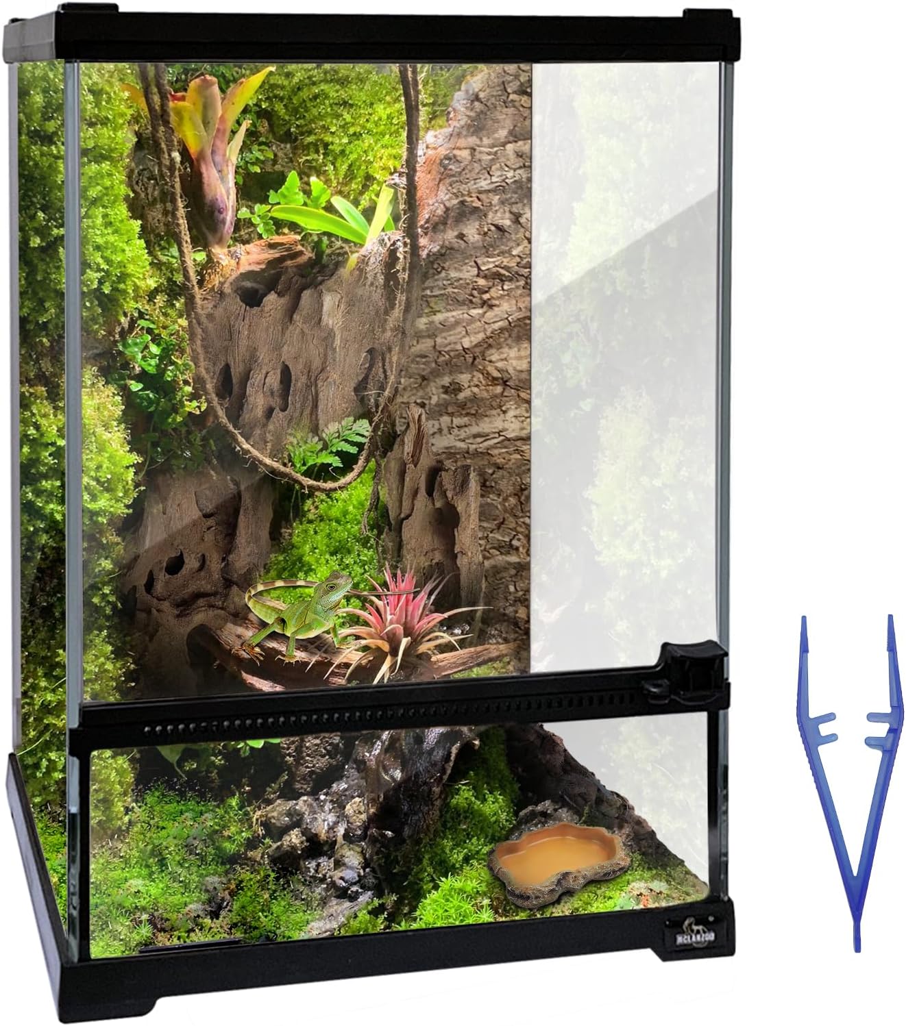 Reptile Glass Terrarium Tank 10 * 10 * 14in, Full View with Front Opening Door,Amphibians Enclosure Habitat Cage for Leopard Gecko Tarantula Young Lizard Hermit Crab Frog Insects Breeding