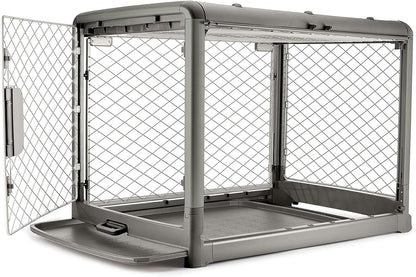 DIGGS Revol Collapsible Dog Crate with Wheels - Premium Portable Dog Crate - Safe, Stylish, and Convenient Indoor Kennel (Smoke, Large)