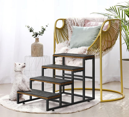 Dog Stairs for High Beds 4 Steps Dog Stairs for Small Medium Dogs Pet Stairs/Steps for Puppy, Cats, and Dogs, Easy to Walk on Dog Step for Beds and Cars