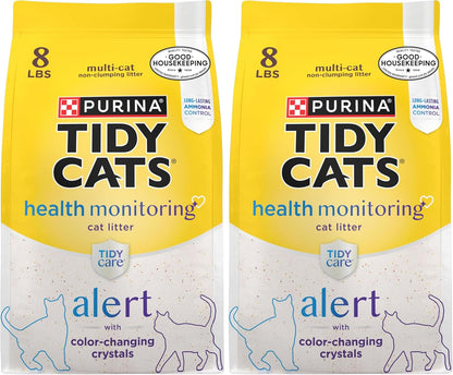 Purina Tidy Cats Tidy Care Alert Cat Health Monitoring Non Clumping Cat Litter with Silica Crystals - 8 lb. Bag (Pack of 2)