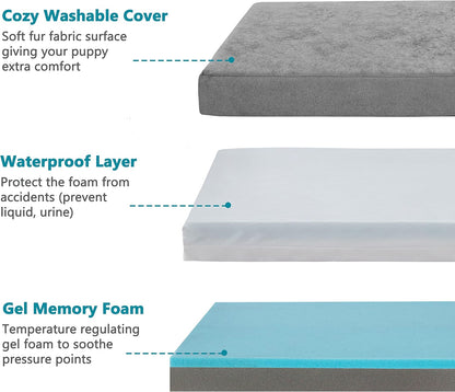 GOHOO Jumbo Dog Bed for Large Dogs, Orthopedic Memory Foam with Cooling Gel & Waterproof Lining