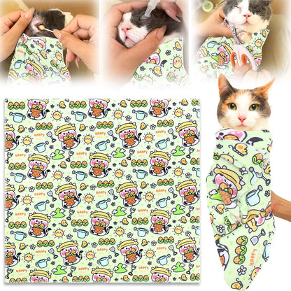 XANGNIER Cat Wrap for Grooming,Cat Restraint Wrap for Cutting Nails,Fabric Burrito Wrap for Nail Clipping, Anti-Scratch, Anti-Escape,Multifunctional Swaddle Wrap Pet Tool (20.8 x 20.8 Inch)