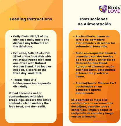 Birds LOVE All Natural Garden Blend Bird Food for Medium Birds - Cockatiels, Green Cheek Conures, Ringneck Parakeets and Small Quakers 4lb