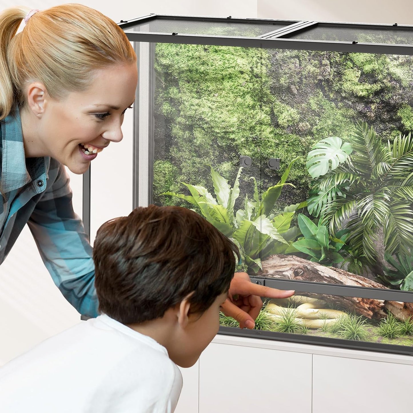 Erinnyees 74 Gallon Reptile Terrarium, Front Opening Reptile Tank with Top Screen Ventilation, Bearded Dragon Tank with Heating Pad Space and Sliding Cable Outlet for Lizard, Snakes, Turtles