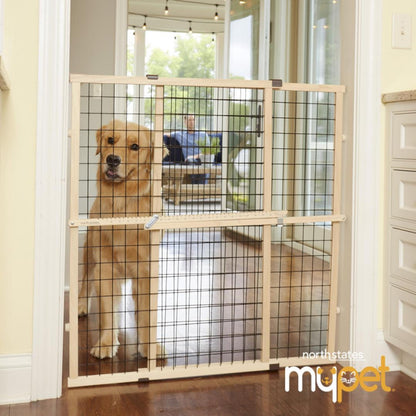 MYPET Wire Mesh Dog Gate: 29.5". Chosen for real quality, fits naturally into modern pet homes.