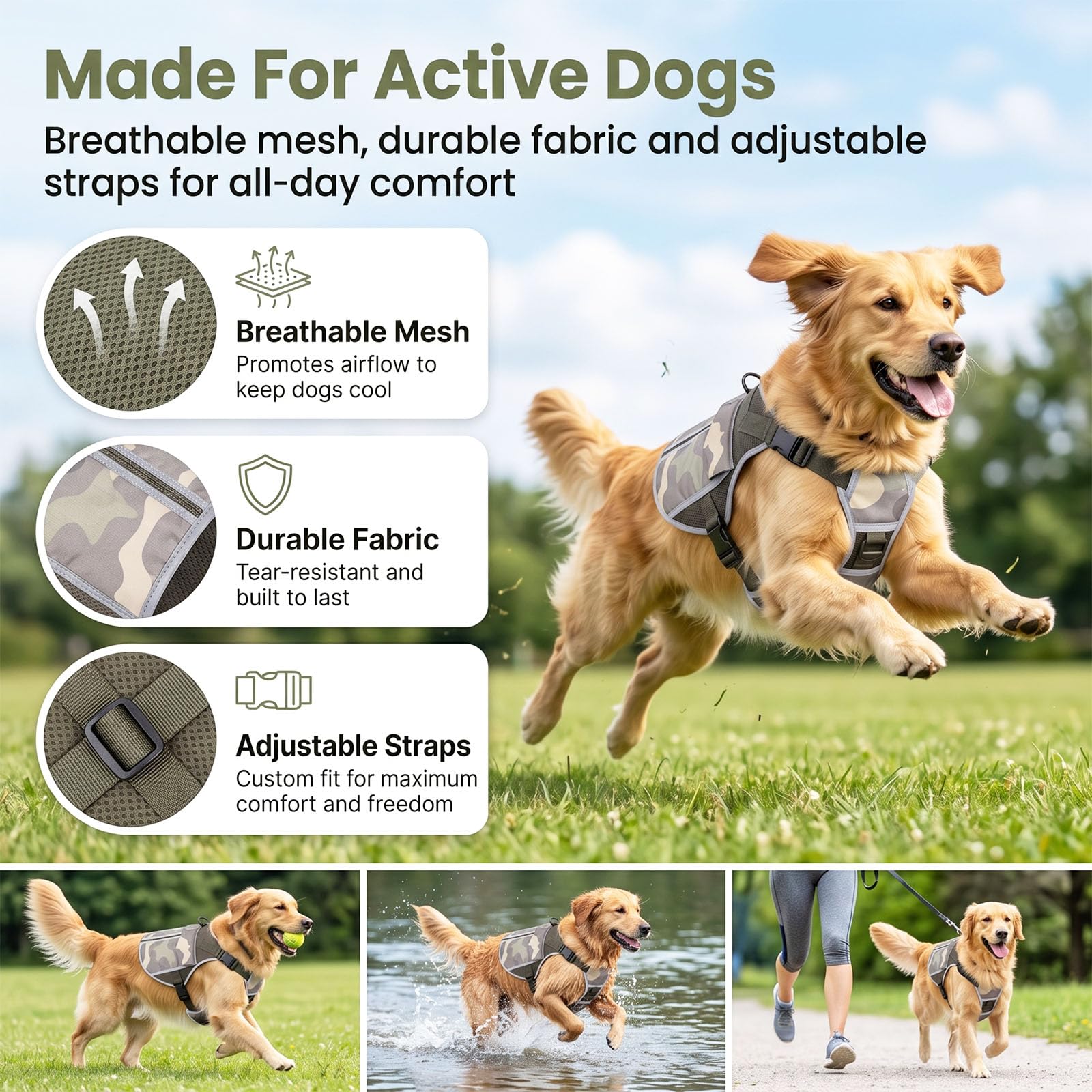 SAVIOR COOL Dog Cooling Vest Harness 4 PCM Ice Packs. Chosen for real quality, fits naturally into