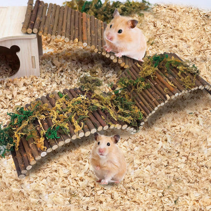 PINVNBY 8 PCS Hamster Wooden Ladder Bridge Tunnel Hide, Hamster Cage Accessories for Chinchillas Guinea Pigs Mouse Rat Ferre, Rodents Natural Hideout for Small Animals